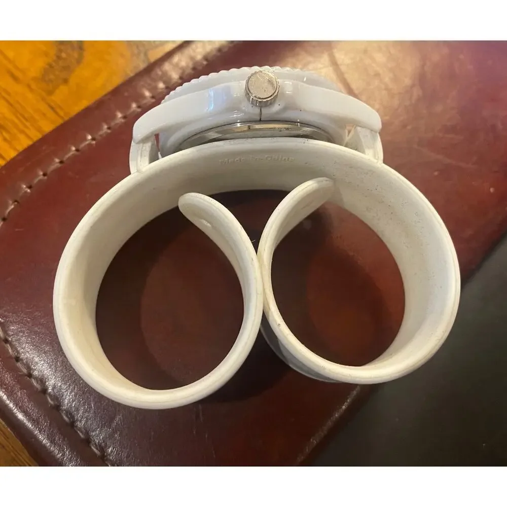 Women's The Original Skinny Watch, White Resin Case, Silver Face